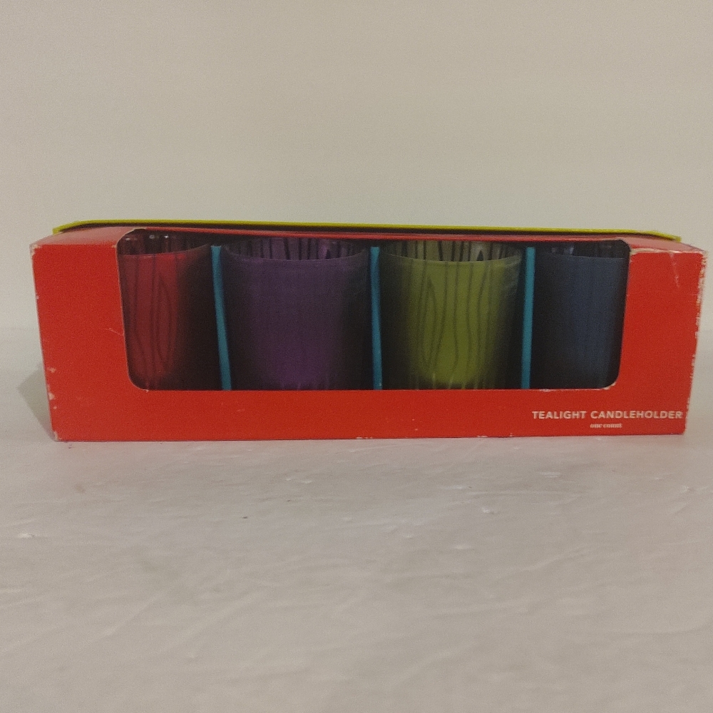 4 pc Tealight Candle Holder. Colorful